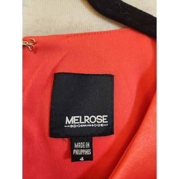 Melrose Women Orange Pink Round Neck Sleeveless Fit & Flare Midi Dress 4 NWT - Picture 3 of 8